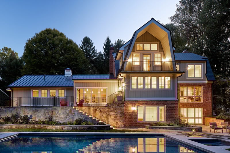 country cottage custom home addition with outdoor entertainment in great falls va