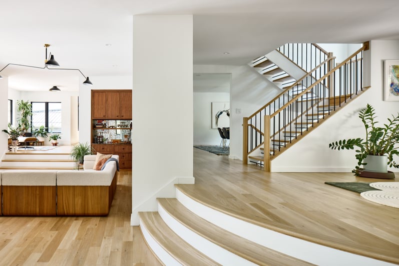 large open concept home with warm, natural tones in a modern home renovation in dc