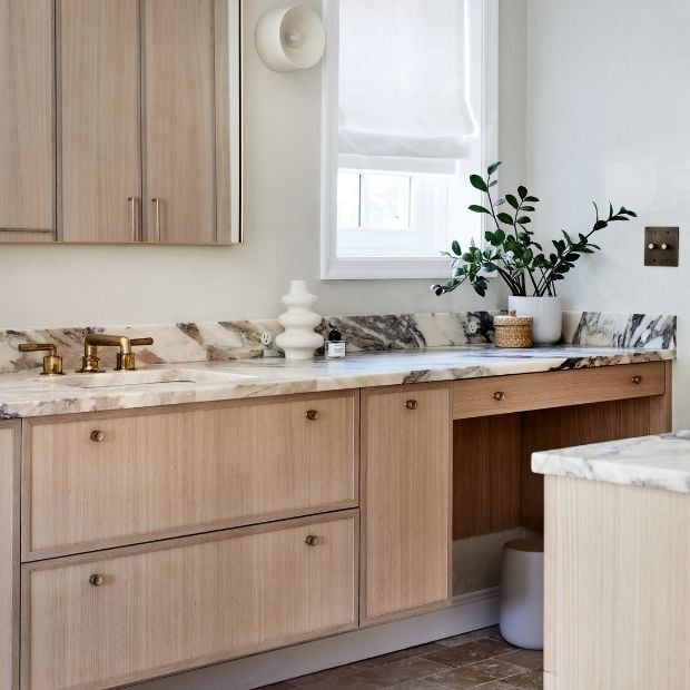 luxury floating bathroom vanity with light neutral tones (1)