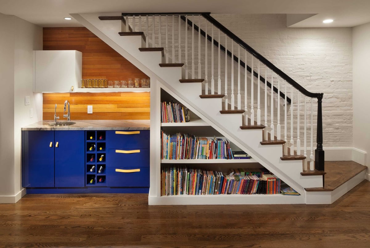 basement-staircase-with-built-in-bar-wine-storage-lighting-and-bookcase-full-house-renovation-in-capitol-hill-washington-dc-1