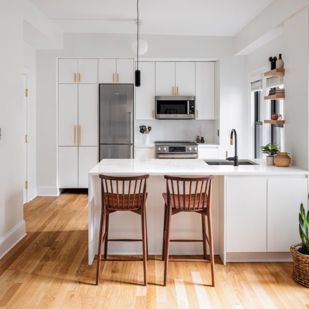 Modern White Kitchen in Mount Pleasant, Washington, DC