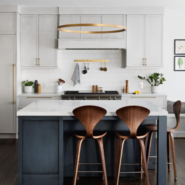 Neutral + Navy Kitchen in Arlington, Virginia